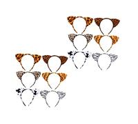 HAPINARY 12pezzi Cerchietti Orecchie Animali Festa Fascia Capelli Costume Leopardato Tigre Zebra Mucca Unisex Ragazzo Ragazza Adulti Facile Da Indossare
