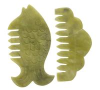 HAPINARY 2 Pezzi Pettine per Massaggio del Capelluto in Verde, Denti Larghi, Gua Sha per Alleviare il Mal di Capo e Relax a Casa