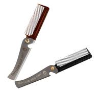 HAPINARY 2 Pezzi Pettine Pieghevole in Acciaio Inox 2 Pezzi, Pettine Tascabile Portatile per Chioma e Barba Denti Fini in Plastica, Strumento Leggero da Viaggio per Uomo e Donna