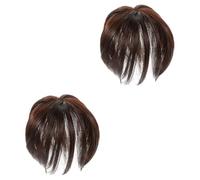 HAPINARY 2 Pezzi Pezzo Pezzo Di Parrucca Pazzo Elastico Marrone Elastici Spazzola Per Umano Parrucca Arricciacapelli Senza Calore Frangia Fermaglio Per Infila Fibra Chimica
