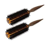 HAPINARY 2 Pezzi Spazzola Rotonda in Setole di Cinghiale per Capelli Lucenti Spazzola per Capelli Corti e Ricci Pettine Rotante Resistente al Calore con Manico in Legno Ergonomico per