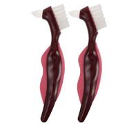 HAPINARY 2 Pezzi Spazzolino a Doppio Lato Ripasso Per Protesi Portatile Red