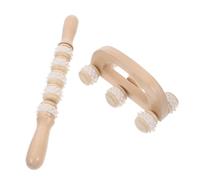 HAPINARY 2 Pezzi Strumento Per Massaggio in Legno Naturale E Silicone Morbido Set Di Mattarelli Manuale Barra Dritta E Arco Per Massaggi Corporei