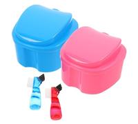 HAPINARY 2 set Custodie per Protesi Dentaria con Spazzolino Scatola per Ammollo e Pulizia Completa Contenitori Eleganti Forma Mela per Orale e Conservazione Igienica