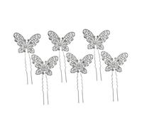 HAPINARY 2 Set Di Farfalle Per Da Sposa Fermaglio Per in Argento Con Strass Accessorio Da Sposa Per Damigelle D'onore 6 Pezzi * 2