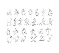 HAPINARY 26 Pezzi Ciondoli Lettere Alfabeto in Acciaio Inossidabile Argento per Gioielli Fai da Te Collana e Braccialetti Design Unico e Lavorazione Fine