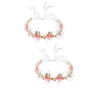 HAPINARY 2pezzi Cerchietto Floreale Per Bambine Con Perle e Foglie Dorate Accessorio Elegante Per Matrimoni Comunioni e Feste Di Compleanno Decorazione Per Versatile e Leggera Adatta Vari