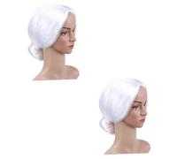 HAPINARY 2pezzi Costume Da Vecchia Signora Con Acconciatura Chignon Per Halloween e Natale Parrucca Di Nonna Riutilizzabile Bianca Per Feste e Cosplay