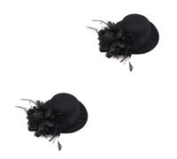HAPINARY 2pezzi Fermaglio Per Rete Con Fiore Accessorio Elegante Per Matrimonio e Feste Copricapo Da Sposa Per Donne e Ragazze Nero