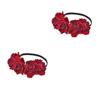 HAPINARY 2pezzi Ghirlanda Di Fiori Artificiale Con Rosse Cerchietto Elegante Per Matrimonio Feste e Eventi Speciali Accessorio Per Leggero e Confortevole