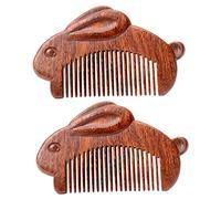HAPINARY 2pezzi Pettine Legno Di Sandalo Per Design Forma Di Coniglio Pettine Massaggiante Antistatico Per Umidi e Asciutti