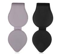 HAPINARY 2pezzi Portaocchiali Magnetico in Pelle Pu Per Auto Custodia Occhiali Da Sole Gancio Per Biglietti Clip Per Visiera Parasole Auto Organizzatore Occhiali Resistente