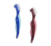 HAPINARY 2pezzi Spazzola Per Protesi Dentarie Doppia Faccia Setole Sottili e Durevoli Spazzolino Portatile Per Pulizia Igienica Di Dentiere e Apparecchi Ortodontici Pratica e Compatta Per u