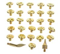 HAPINARY 2sets Timbri per Pirografia con Lettere in Ottone Ferri da Marchiatura per Legno Pelle Carta e Artigianato Fai da Te Kit Completo di Punte per Personalizzazione