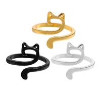 HAPINARY 3 Pezzi Anelli per Maglieria a Forma di Orecchie di Gatto, Anelli Aperti in Lega di Zinco Resistenti all'Usura, Leggeri e Pratici per Uncinetto e Lavori a Maglia, Accessori