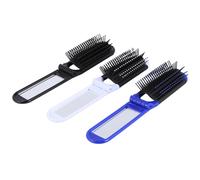 HAPINARY 3 Pz pettine specchio per il trucco pieghevole spazzola ad aria calda spazzola da viaggio pettini spazzola districante spazzola per asciugacapelli specchio tascabile Black