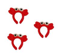 HAPINARY 3pezzi Cerchietto Peluche Granchio Con Occhi Grandi Per Festa Accessorio Carino Per Lavaggio Viso e Foto Design Unico e Divertente Rosso