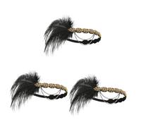HAPINARY 3pezzi Flapper Headband Con Cristalli e Piume Per Donne Accessorio Decorativo Per Matrimoni Feste e Balli Stile Anni Facile Da Indossare e Abbinare Varie Outfit