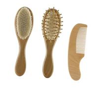 HAPINARY 3pezzi Spazzole Per Bagno Lana Con Pettine Di Bambù Kit Completo Per La Della Del Setole Morbide e Manico Naturale Accessori Per Bagnetto Sicuri e Confortevoli