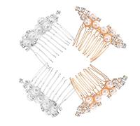 HAPINARY 4 pezzi Pettine per Sposa Cristallo e Accessori Eleganti per Matrimonio Pettini Laterali Oro e per Donne e Ragazze Decorazioni per Cerimonia