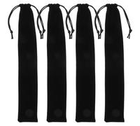 HAPINARY 4 Pezzi Sacchetti per Ventagli Pieghevoli Neri in con Coulisse Custodie Portatili Leggere per Ventagli Mano Organizer Protettivi Pieghevoli in e