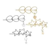 HAPINARY 4 Pezzi Set di Fermagli per Chioma a Forma di Cuore e Stella in Lega Argento, Fermagli per Chioma Buona Tenuta, Eleganti e Delicati, per Matrimoni e Feste