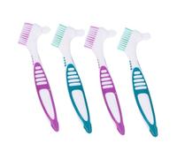 HAPINARY 4 pezzi Spazzolino per Dentiera con Antiscivolo Verde per e Completa Dentali Design Ergonomico e Setole Morbide per Gengive e Denti