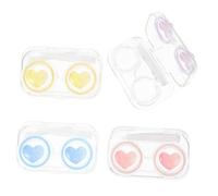 HAPINARY 4pezzi Scatola Per Lenti Contatto Contenitore Forma Di Cuore Custodia Per Lenti Con Specchio e Soluzione Pratico Per Viaggio e Uso Quotidiano