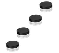 HAPINARY 4pezzi Scatola Per Polvere Cosmetica Antileakage Con Specchio e Puff Contenitore Vuoto Per Makeup Design Doppio Nero