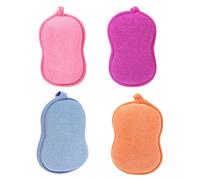 HAPINARY 4pezzi Spugne Bagno Arachide Per Ragazza Esfolianti e Doppio Set Blu Rosa Arancione Per Bagnetto Della