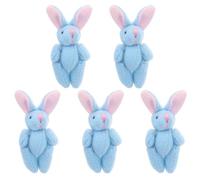 HAPINARY 5 Pezzi Mini Peluche Coniglio Snodabile 4,5 Cm Blu Set, Giocattoli di Peluche per Compleanno, Bomboniere Coniglietto Pasquale Decorazioni Festa, Morbido Giocattolo Leggero