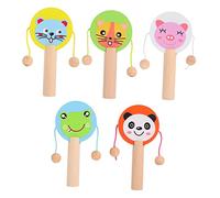 HAPINARY 5 Pezzi Tamburi Legno Per Ragazzo Ragazza Giocattoli Shaker Per Strumenti Musicali Sonaglio A Forma Di Animaletto Per Ragazzo Ragazza