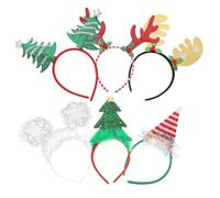 HAPINARY 6 Pezzi Cerchietti per Chioma Natalizi Corna di Renna e Fiocchi di Neve Fasce per Chioma Uniche Leggero e Morbido Accessori per Feste di Natale e Adulti