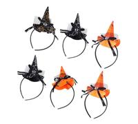 HAPINARY 6 Pezzi Fasce Halloween con Cappello da Strega Punta e Decorazioni Zucca e Teschio Accessori Capelli per Festa e Mascherata Adulti