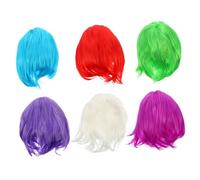 HAPINARY 6 pezzi Parrucche Bob Caschetto Colorate con Frangia Parrucca Corti Lisci per Costume Carnevale Party Cosplay e Halloween Colori Vivi