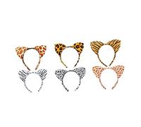 HAPINARY 6pezzi Cerchietto Orecchie Di Animale Fasce Per Capelli in Stile Animale Stampa Leopardata Copricapo Creativo Leggero e Portatile Per Bambine e Ragazze