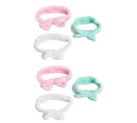 HAPINARY 6pezzi Fasce Lavaggio Viso Regolabili Fleece Corallo Con Fiocco Adorabile Set Da Verde Bianco Rosa Per Donna e Ragazza Comode e Morbide Per Trucco e Pulizia Viso