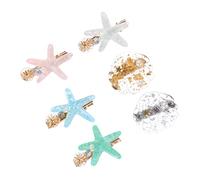 HAPINARY 6pezzi Mollette Capelli Donna Forma Di Conchiglia e Stella Decorativi Laterali Per Ragazze Accessori Stagionali Per Feste e Quotidiano Colori Misti