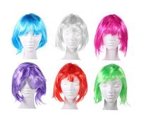 HAPINARY 6pezzi Parrucche Bob Corte Sintetiche Colorate Per Donna Parrucce Costume Per Party e Carnevale Accessori Divertenti Per Addio Al Nubilato e Feste
