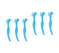HAPINARY 6pezzi Spazzolino Dentiera Per Dentiera Antiscivolo Portatile Per La Dentiere Colore Blu Per