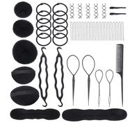 HAPINARY 71 Pezzi Set Accessori per Chioma per Acconciature Strumento per Trecce e Creatore di Chignon in Plastica Nero per Hair Stylist e Ragazze in Scuola di Cosmetologia
