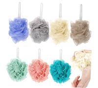 HAPINARY 7pezzi Spugne da Doccia Esfolianti in Luffa Scrub per Corpo Accessori da Bagno Cordoni di Sospensione Lunghi Vari Colori