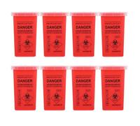HAPINARY 8 Pezzi Contenitore per Rifiuti Oggetti Taglienti Tatuaggi Rosso 15X10 CM da 8 Pezzi con Chiusura di Sicurezza per Smaltimento Aghi e Rifiuti Medici in Studio Professionale