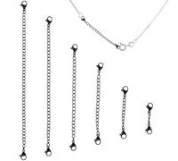 HAPINARY Catena di Estensione per Collana Fibbie a Moschettone in Acciaio Inossidabile Nero, Set da 6 Pezzi Misure da 25mm a 150mm, per Creazione Gioielli Fai da Te e Personalizzazione