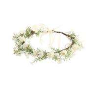 HAPINARY Cerchietto da Sposa a Corona Ghirlanda Floreale Bianca e Verde, Fascia per Chioma Elegante e Leggera, Accessorio per Matrimonio in Spiaggia e Acconciature da Donna