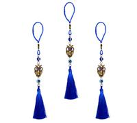HAPINARY Ciondolo a Forma di Gufo Occhi Blu e Nappine, Set da 3 Pendenti Decorativi per Auto, Casa e Borse, Ornamenti da Appendere Vintage in Bronzo Antico per Interni e Accessori Moda