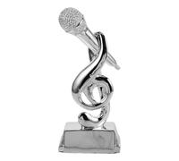 HAPINARY Coppa Design Unico per Concorsi di Canto Microfono in Resina Argento e Pezzo Espositivo Elegante Decorazione per Feste per Eventi Musicali