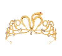 HAPINARY Corona da Sposa Serpente con Strass Tiara da Principessa Dorata con Diamanti Bianchi Fascia Elegante per Capelli da Cerimonia Compleanni e Costume Halloween Accessori Vintage per