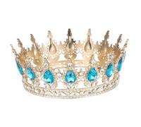 HAPINARY Corona Da Sposa Strass Classica, Copricapo Elegante Per Donna, Accessorio Per Abiti Da Sposa Per Matrimonio, Festa e Ballo Di Fine Anno, Variante Oro e Blu Lago