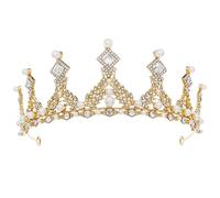 HAPINARY Corona Perle e Cristalli Per Donne Diadema Da Sposa Strass Copricapo Per Matrimoni e Feste Serali Fascia Per Capelli Pietre